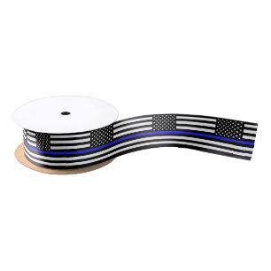 En Satin Ruban de la Ligne Bleue Mince, Police du Drapeau A