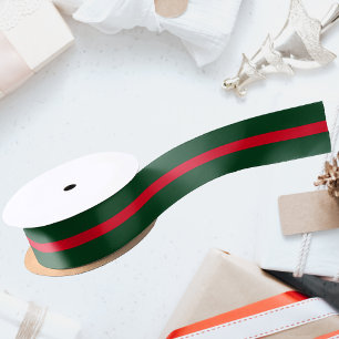 En Satin Ruban de Noël classique vert et rouge