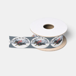 En Satin Ruban de Noël d'art de chien de teckel