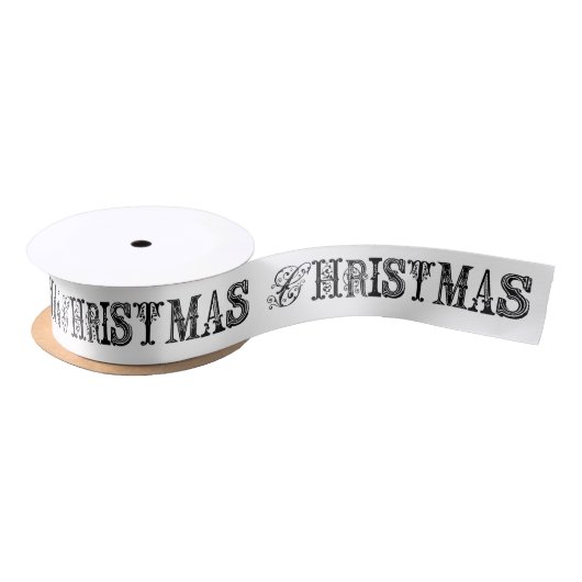 En Satin Ruban de Noël de style texte (Bobine)
