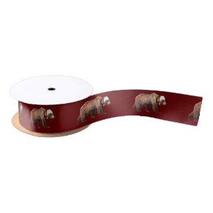 En Satin Ruban de Noël satiné de 1,5 po de grizzli