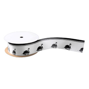 En Satin Ruban de rayures de cygne noir et de noir