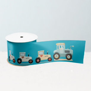 En Satin Ruban d'emballage cadeau avec des tracteurs mignon