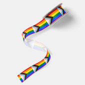 En Satin Ruban du drapeau arc-en-ciel du progrès, drapeau d (Dos)