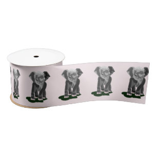 En Satin Ruban Eléphant Bébé - Vos Couleurs - Texte