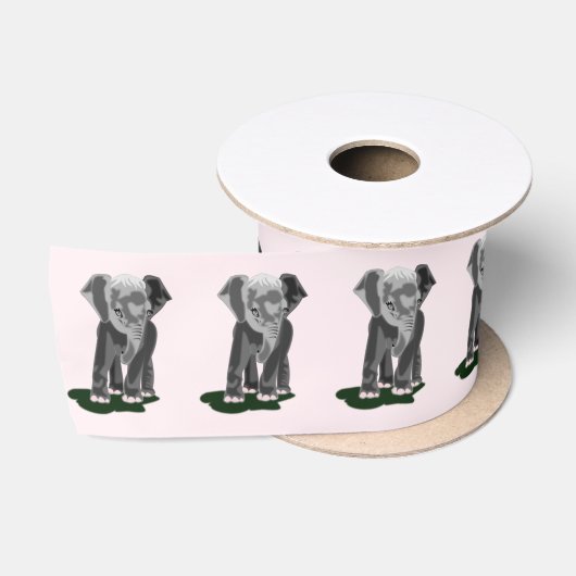 En Satin Ruban Eléphant Bébé - Vos Couleurs - Texte (Bobine)
