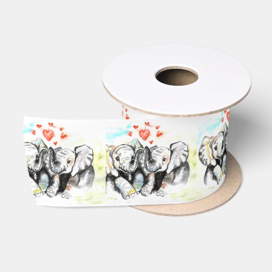 En Satin Ruban Eléphant Couple Cute (Bobine)