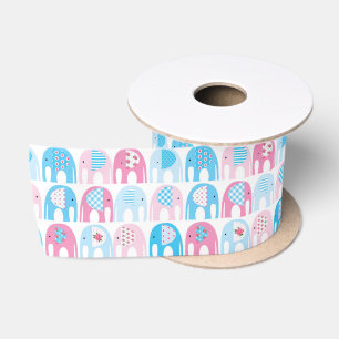 En Satin Ruban - Éléphants Roses