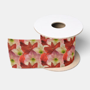 En Satin Ruban floral rose, rouge, blanc Amaryllis