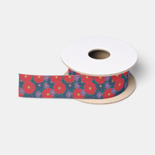 En Satin Ruban floral Splashy automnal