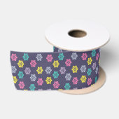 En Satin Ruban floral violet : (Bobine)