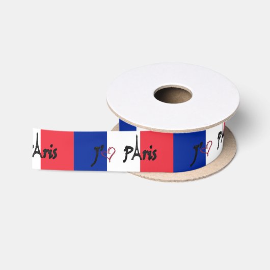 En Satin ruban français de drapeau de Paris de j'aime (Bobine)