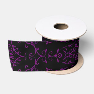 En Satin Ruban gothique de mariage de coeur pourpre et noir