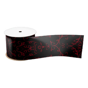 En Satin Ruban gothique de mariage de coeur rouge et noir