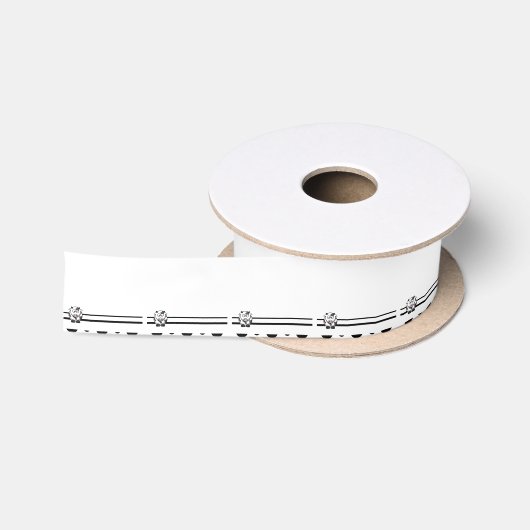 En Satin Ruban graphique de vache noire et blanche (Bobine)