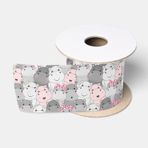 En Satin Ruban Hippopotame Bébé Mignon