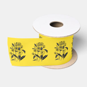 En Satin Ruban jaune avec pavots - Choisir les couleurs
