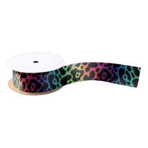 En Satin Ruban Leopard arc-en-ciel