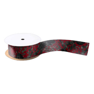 En Satin Ruban Mariage gothique Rose rouge et noir
