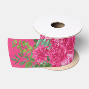 En Satin Ruban Mariage rose vif