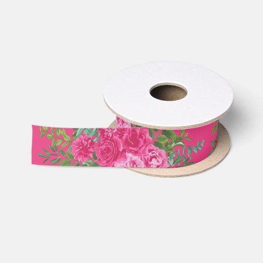 En Satin Ruban Mariage rose vif (Bobine)