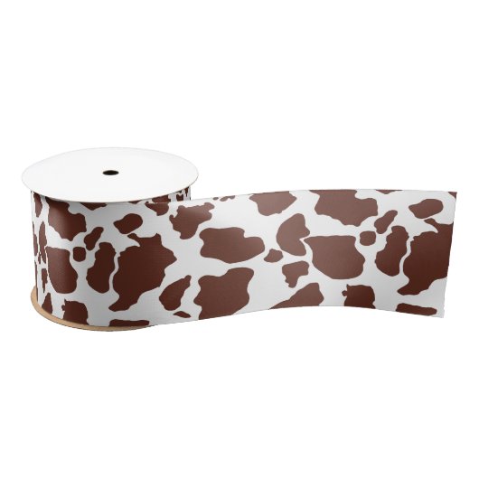 En Satin Ruban Motif de la peau de vache Brown (Bobine)