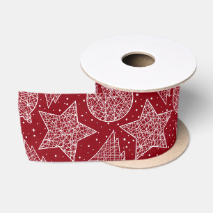 En Satin Ruban Motif de Noël rouge et blanc