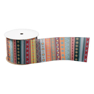 En Satin Ruban Motif tribal coloré