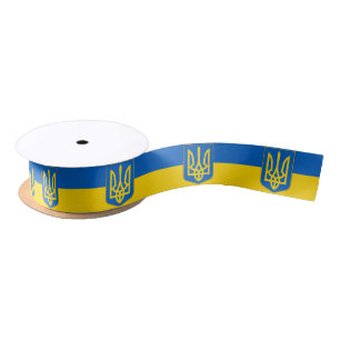 En Satin Ruban patriotique avec drapeau de l'Ukraine