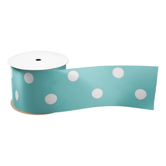 En Satin Ruban Point Polka Sky Turquoise (Bobine)