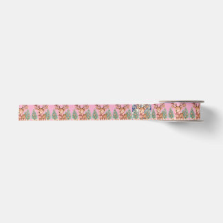 En Satin Ruban rose avec cerf