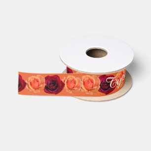 En Satin Ruban rose Customisé Orange Rose Flower Ruban
