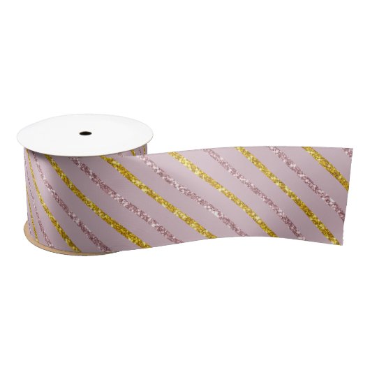 En Satin Ruban rose et doré (Bobine)