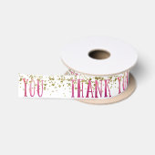 En Satin Ruban rose et Merci or (Bobine)