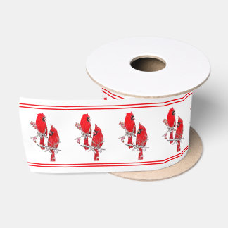 En Satin Ruban rouge Cardinal Bird Christmas
