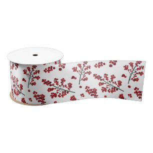 En Satin Ruban satiné à baies satinées rouges illustrées