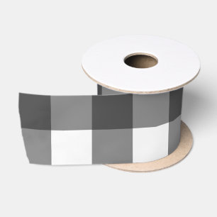EN SATIN RUBAN SATINÉ À CARREAUX BUFFLE NOIR ET BLANC