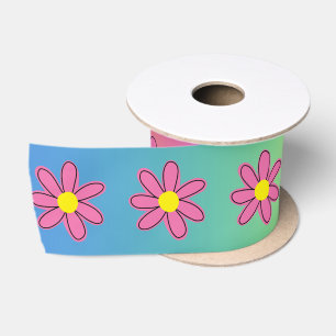 En Satin Ruban satiné arc-en-ciel et fleurs