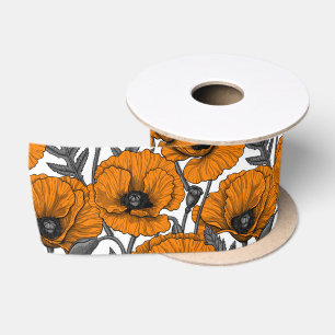 En Satin Ruban satiné aux pavots orange