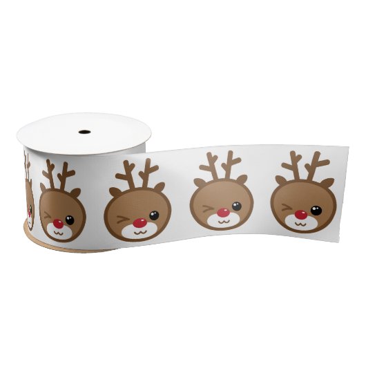En Satin Ruban satiné Kawaii Reindeer (Bobine)