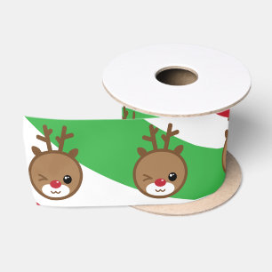 En Satin Ruban satiné Kawaii Reindeer