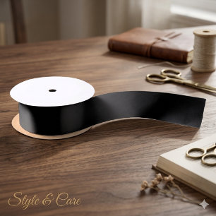 En Satin Ruban Satiné Noir Uni Élégant Classique 1,5 Pouces