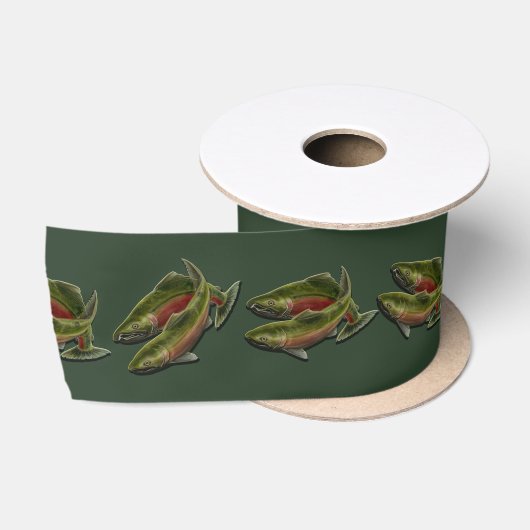 En Satin Ruban saumoné fait sur commande d'art de poissons (Bobine)