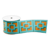 En Satin Ruban Turquoise rétro et Trellis orange (Bobine)