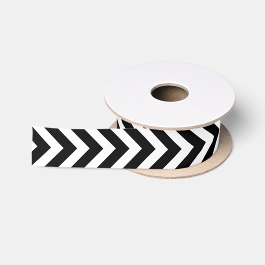En Satin Ruban vertical Chevron noir et blanc (Bobine)