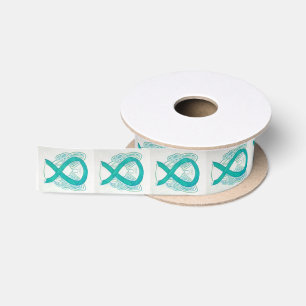 En Satin Rubans Angle ruban de sensibilisation turquoise