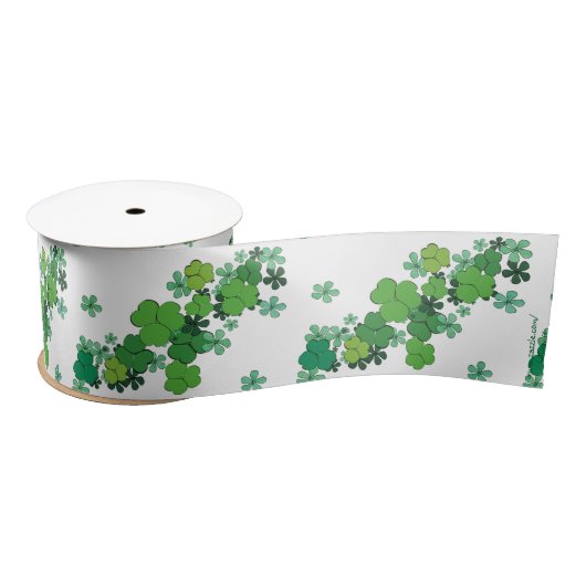 En Satin Shamrocks verts et marguerites Ruban St Patrick (Bobine)