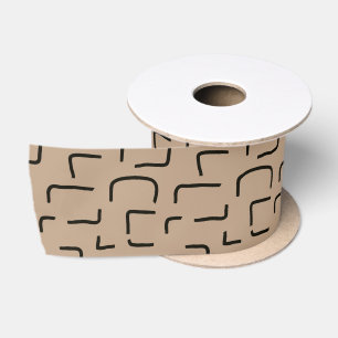 En Satin Urban Geo Beige Neutre Motif Ruban
