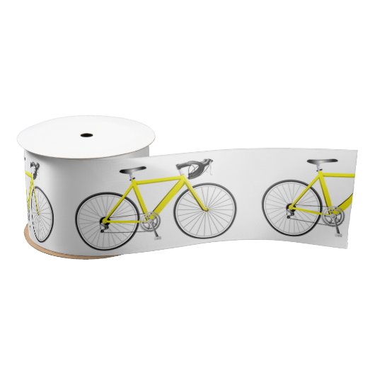 En Satin Vélo jaune sur ruban satiné blanc (Bobine)