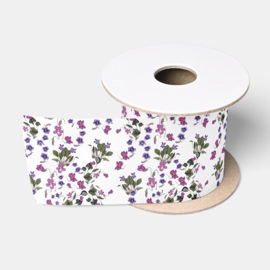 En Satin Violets Garlands Ruban satiné 3" (Bobine)